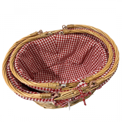 Oval Outdoor Woven Picnic Basket with Handles (A)